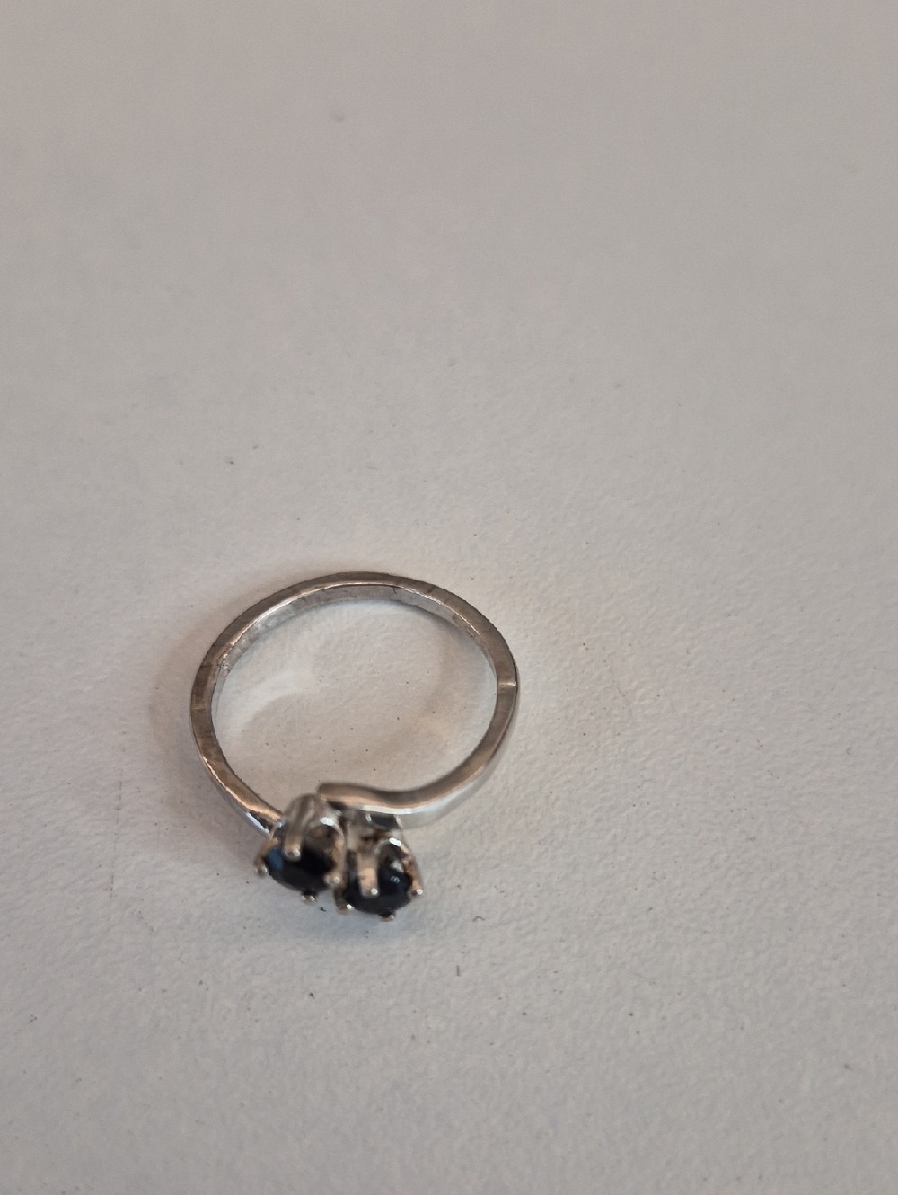 Sterling Silver and Double Navy Blue Round Bypass Accent Stones - Picture 6 of 6